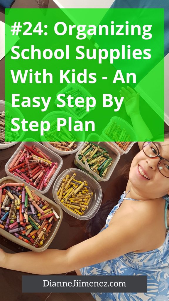 shows a child who organized crayons by color