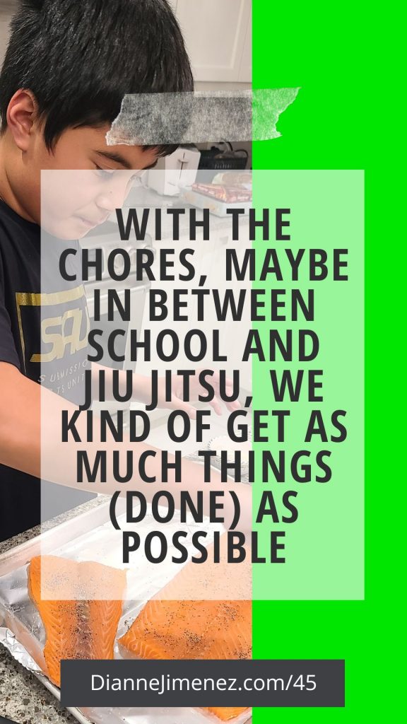 background image of a boy doing chores: preparing supper