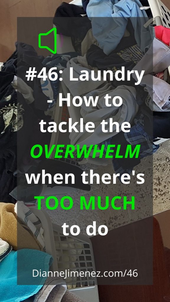 laundry baskets that need to be folded as the background image for the title of this podcast