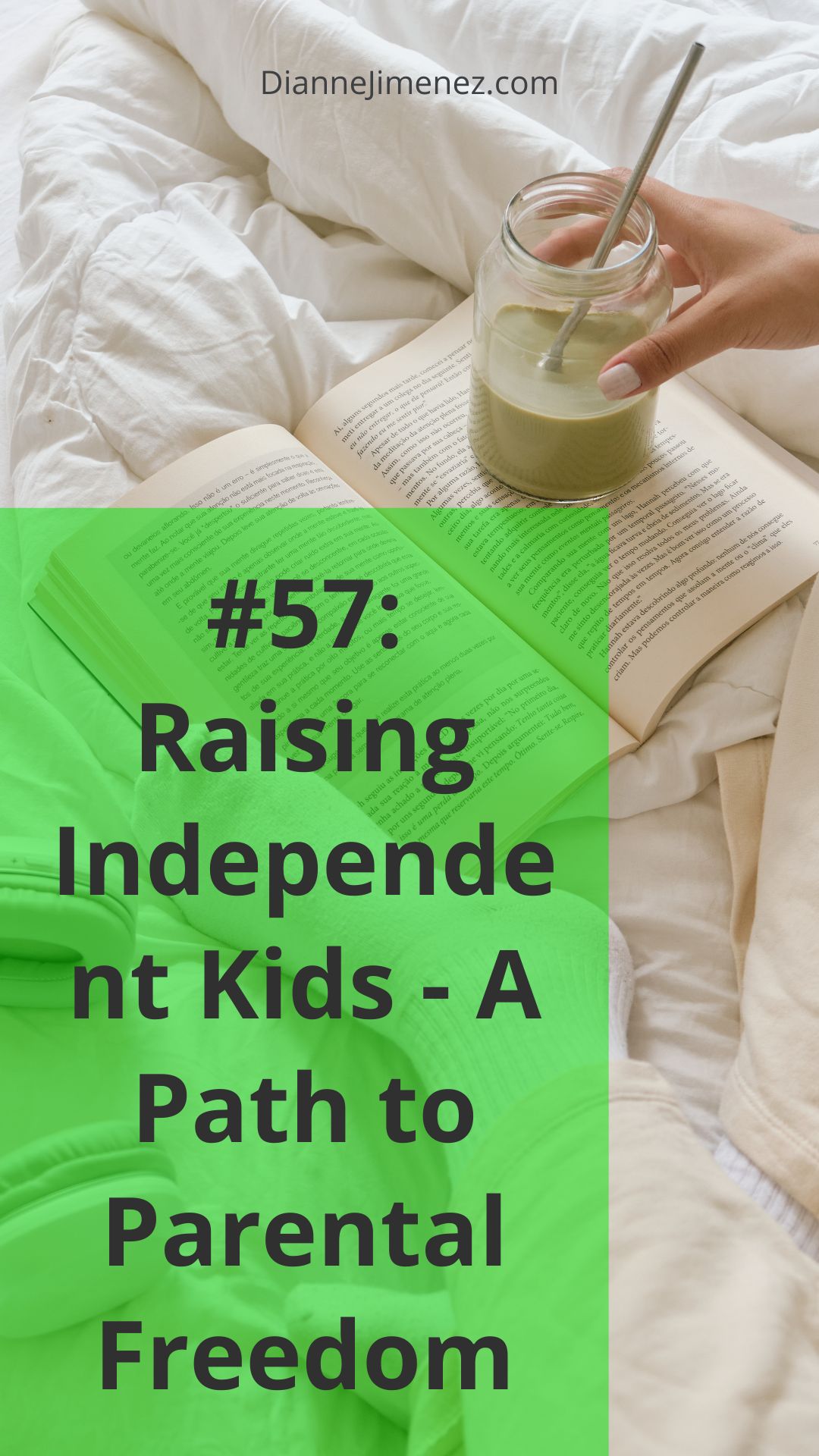 Person in the background reading a book indicating they have time freedom from raising independent kids. This image aligns with the text, podcast and blog.