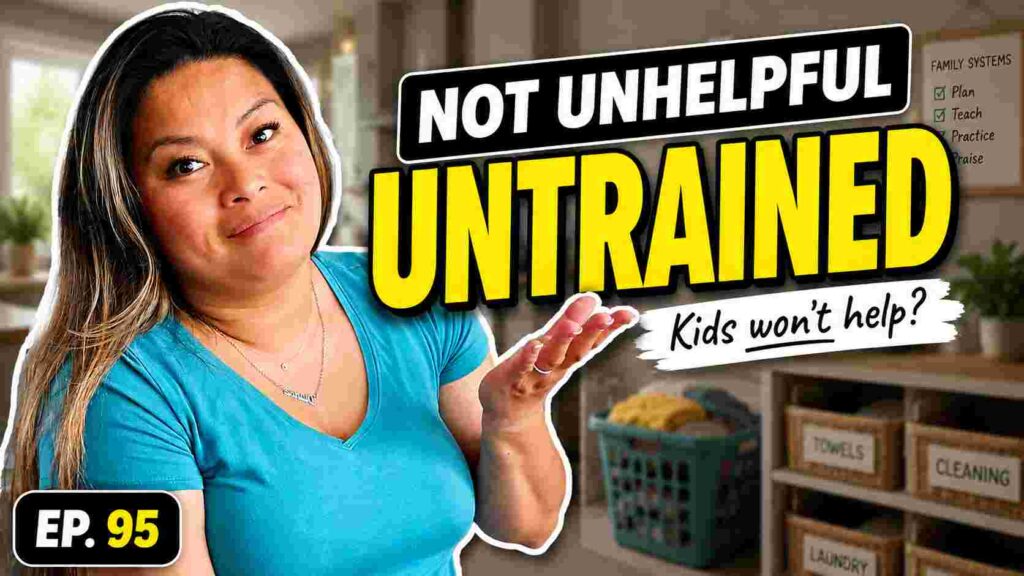 Episode 97 podcast thumbnail featuring Dianne Jimenez sharing one question that helps stop routine fights and create a shared family rhythm at home.